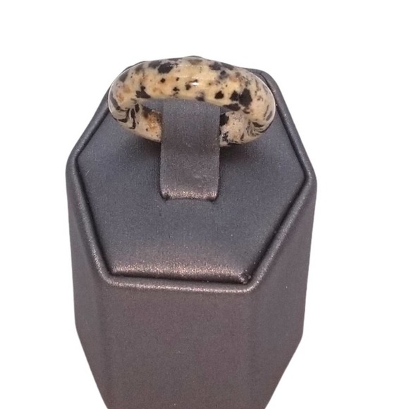 Dalmatian Jasper Stone Band Ring - Size 5.25 - Picture 1 of 2